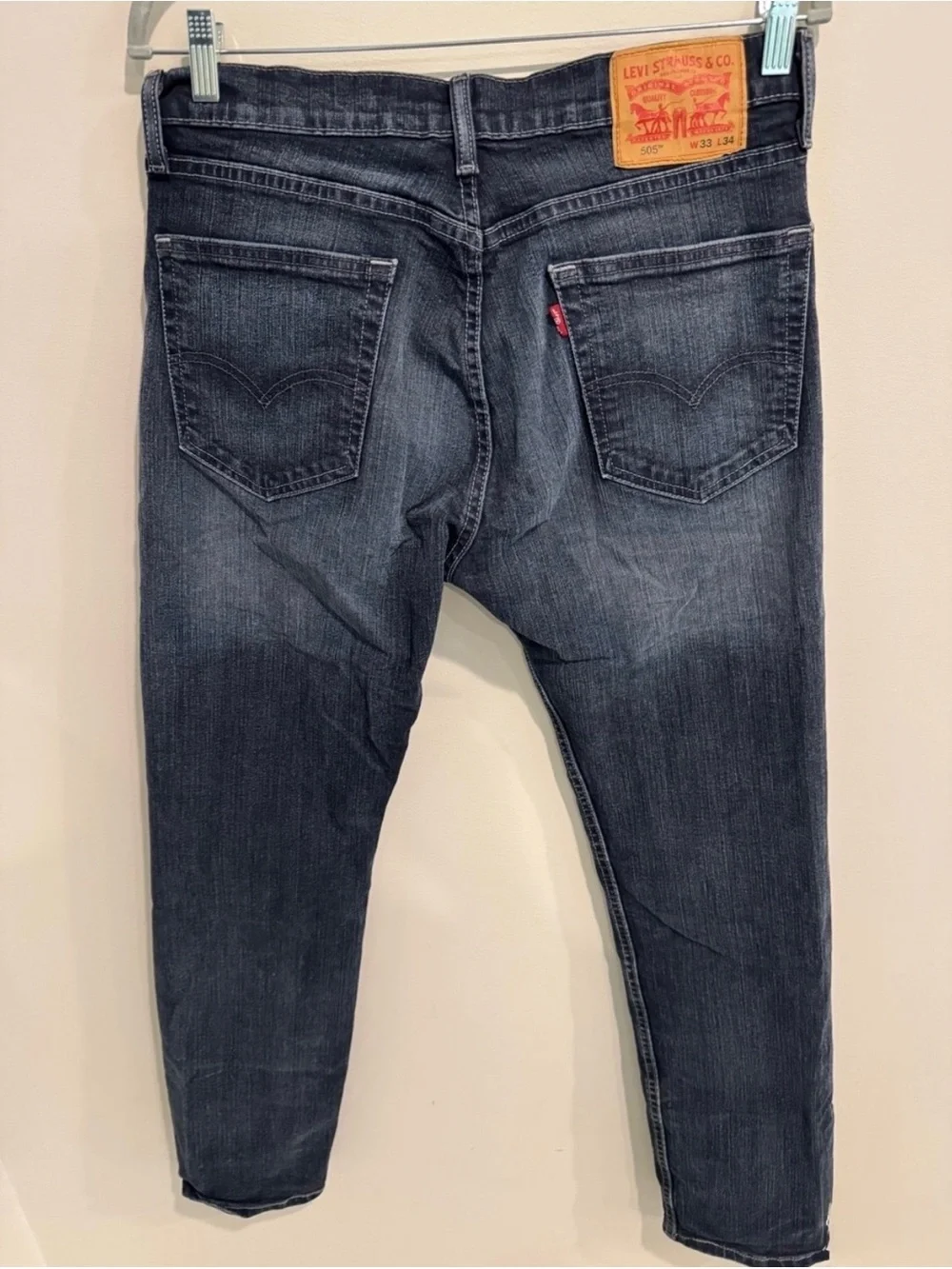 Levi's Men's 505 Straight Jeans in Faded Dark Blue Classic Denim Size 33x34